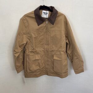 Princess Polly Tan Jacket with Dark Brown Collar